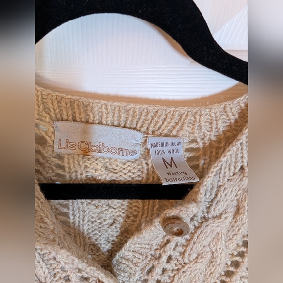 Vintage Liz Claiborne Cable Knit Tan Sweater - Picture 2 of 8